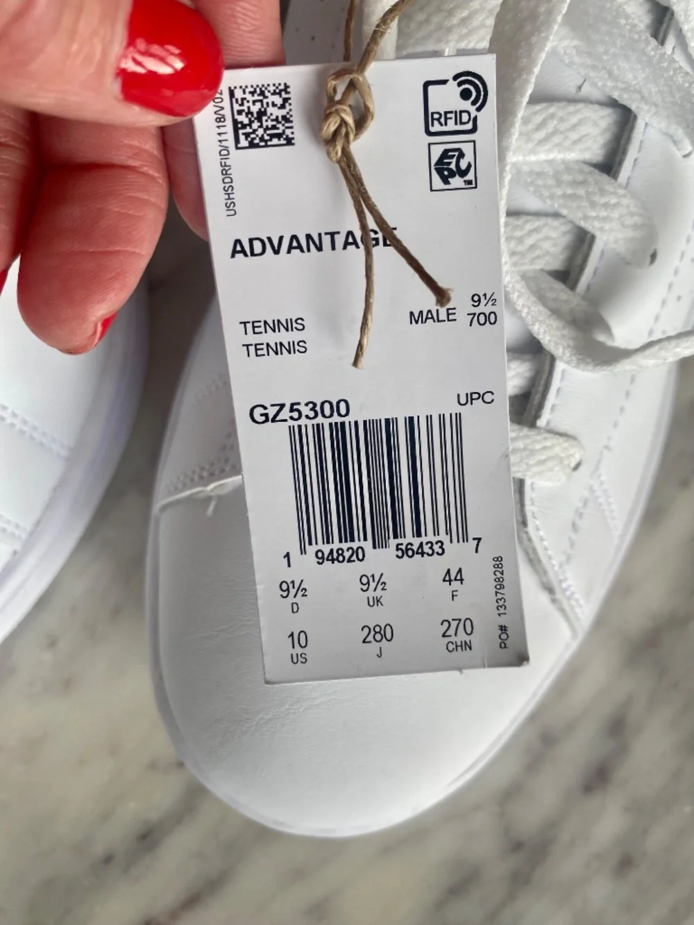 Men's NWT White, Adidas Cloudfoam Sneakers, Size 91/2